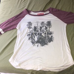 Stranger Things half sleeve white shirt